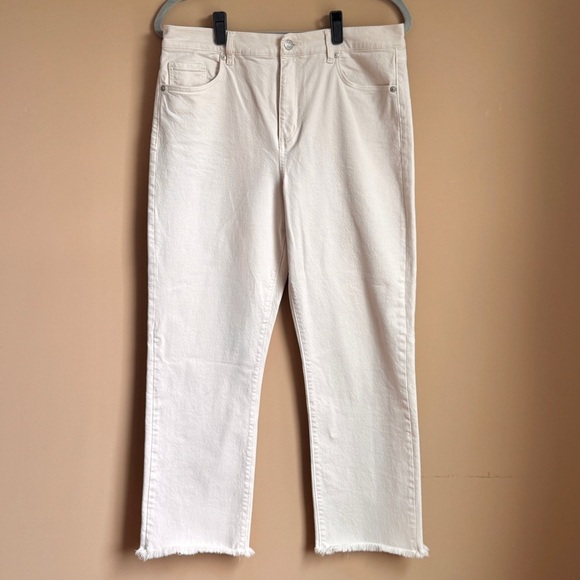 LOFT High Rise Straight Frayed Hem Jean - Picture 4 of 13